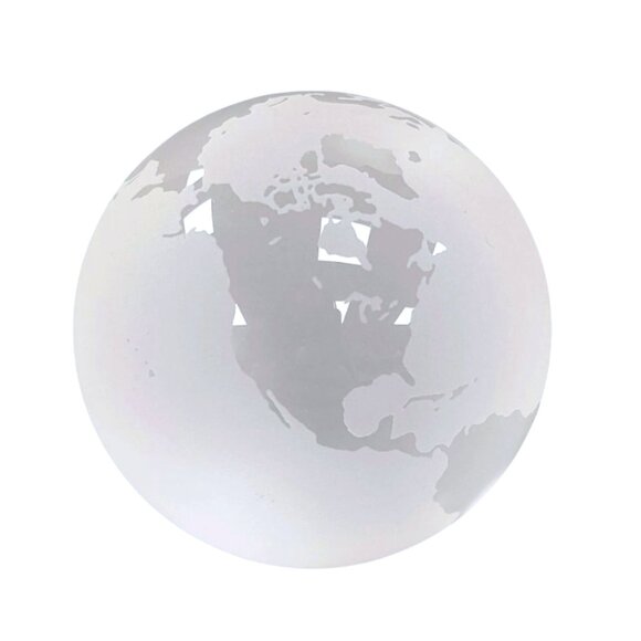 Tiffany & Co. Globe Etched Glass Crystal Paperweight 2 1/4” Austrian Made